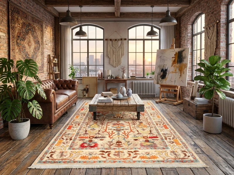 فرش کهنه نما کد 22224 زمینه تمام رنگ